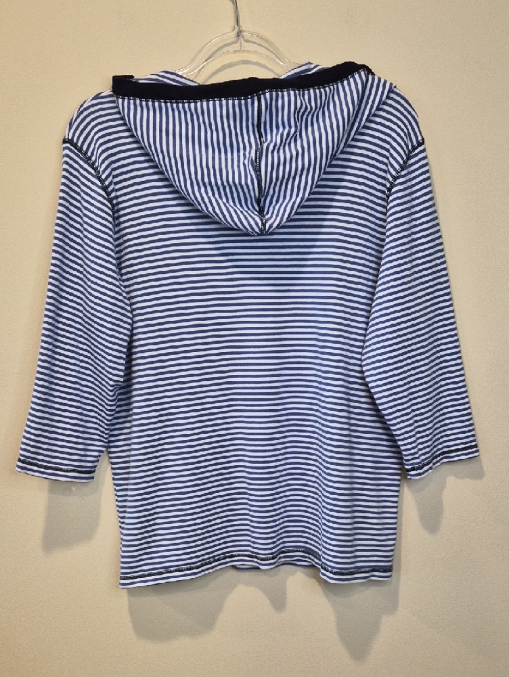 Karen Scott Navy & White Striped Hooded Knit Pullover - Picture 7 of 10